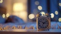 The Alarm Clock at Bedtime.AI generated image Royalty Free Stock Photo