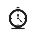 Alarm clock - black icon on white background vector illustration. Time sign. Abstract symbol for application, website. Graphic