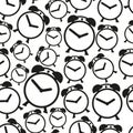 Alarm clock black and white icons seamless pattern eps10