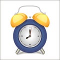 Alarm clock blue awakening time, isolated on background. Royalty Free Stock Photo