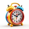 alarm clock, bright illustration of a realistic colored alarm clock on a white background. generated AI