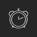 Alarm clock chalk white icon on black background