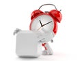 Alarm clock character with blank keyboard key Royalty Free Stock Photo