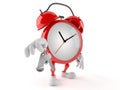 Alarm clock character with hotel key Royalty Free Stock Photo
