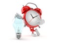 Alarm clock character with light bulb