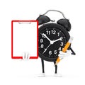 Alarm Clock Character Mascot with Red Plastic Clipboard, Paper and Pencil. 3d Rendering Royalty Free Stock Photo