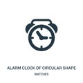 alarm clock of circular shape icon vector from watches collection. Thin line alarm clock of circular shape outline icon vector