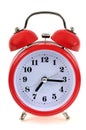 Alarm clock in closeup on white background Royalty Free Stock Photo