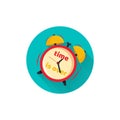 alarm clock flat icon with long shadow. time is over flat icon Royalty Free Stock Photo