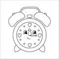 Alarm clock. Coloring book page for kids. Cartoon style. Vector illustration isolated on white background Royalty Free Stock Photo