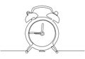 Alarm clock continuous one line drawing minimalist design on white background Royalty Free Stock Photo