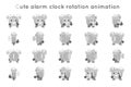 Alarm clock cute child ticker kid character icons rotation animation symbols frames set isolated flat design vector