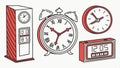 Alarm clock and desk clock vector, time management, schedule reminder, clock collection design Generative AI Royalty Free Stock Photo