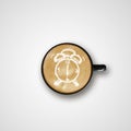 Alarm Clock Drawing Latte Art Coffee Cup Royalty Free Stock Photo