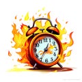 Alarm clock on fire