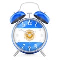 Alarm clock with flag of Argentina, 3D rendering Royalty Free Stock Photo