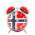 Alarm clock with flag of Norway, 3D rendering Royalty Free Stock Photo