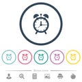 Alarm clock flat color icons in round outlines Royalty Free Stock Photo