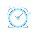 Alarm Clock Flat Vector Icon, Symbol, Pictogram, Sign. Light Blue Monochrome Design. Editable Stroke Royalty Free Stock Photo