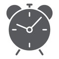 Alarm clock glyph icon, time and hour, deadline Royalty Free Stock Photo