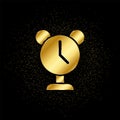 alarm, clock gold icon. Vector illustration of golden particle background. isolated vector sign symbol - Education icon black