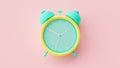 Alarm clock green and yellow color with clipping path