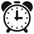 Alarm clock icon. Black deadline symbol. Reminder sign