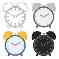 Alarm clock icon in cartoon style isolated on white background. Hotel symbol stock vector illustration. Royalty Free Stock Photo