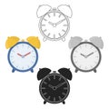 Alarm clock icon in cartoon style isolated on white background. Hotel symbol stock vector illustration. Royalty Free Stock Photo