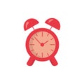 Alarm clock icon image vector illustration design, flat cartoon red timer ring symbol isolated on white clipart Royalty Free Stock Photo