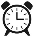 Alarm clock icon. Time black symbol. Reminder sign