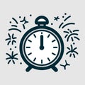 Alarm Clock illustration clipart with firework around Royalty Free Stock Photo