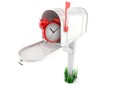 Alarm clock inside mailbox Royalty Free Stock Photo