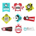 Alarm clock isolated icons, last minute offer buttons Royalty Free Stock Photo