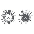 Alarm clock line and glyph icon, time and clock, watch sign, vector graphics, a linear pattern on a white background. Royalty Free Stock Photo