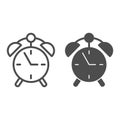 Alarm clock line and glyph icon. Watch vector illustration isolated on white. Time outline style design, designed for Royalty Free Stock Photo