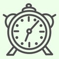 Alarm clock line icon. Classic retro table clock outline style pictogram on white background. Morning wake up watch for Royalty Free Stock Photo