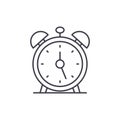 Alarm clock line icon concept. Alarm clock vector linear illustration, symbol, sign Royalty Free Stock Photo