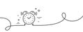 Alarm clock line icon. Time sign. Continuous line with curl. Vector Royalty Free Stock Photo