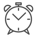 Alarm clock line icon. Wake up time vector illustration isolated on white. Watch outline style design, designed for web