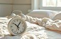 Alarm clock in the morning bedroom Royalty Free Stock Photo