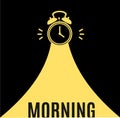Alarm Clock Morning Concept Banner Flat Design Style. Vector