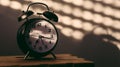 Alarm clock on night table in bedroom Royalty Free Stock Photo