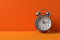 Alarm clock orange background. Generate Ai