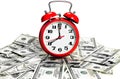 Alarm clock over dollars Royalty Free Stock Photo
