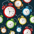 Alarm Clock Pattern Background. Vector