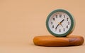 clock on plank, modern timepiece, precious time concept. Time planner. Working with limited time Royalty Free Stock Photo