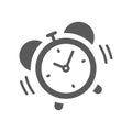 Alarm clock ringing black vector icon