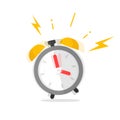 Alarm clock ringing icon vector illustration, flat cartoon grey timer ring symbol isolated on white clipart, idea of Royalty Free Stock Photo