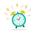 Alarm clock ringing. Wake up time, Business deadline, last chance for sale, alarm bell for sleep concept. vector flat illustration Royalty Free Stock Photo